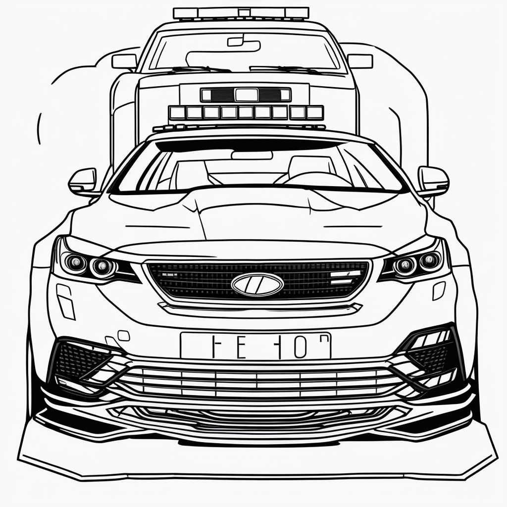 Explore Police Car Coloring Pages: Black and White Outlines