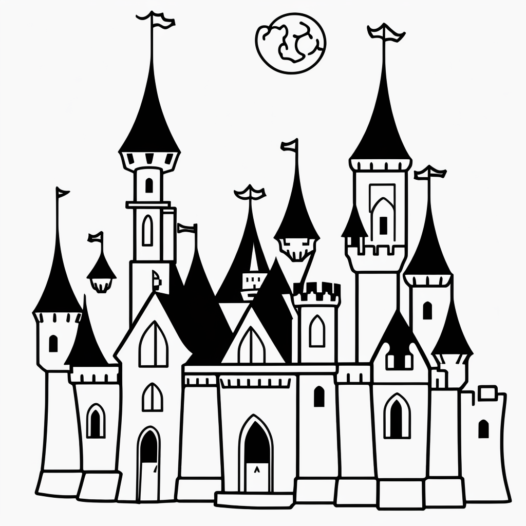 Explore Princess Castle Cartoon Coloring Book Outlines