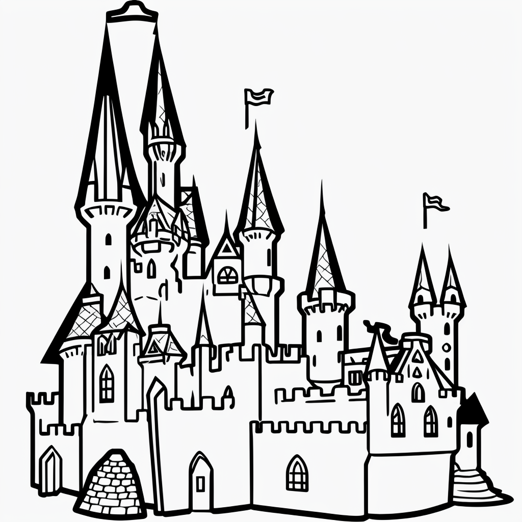 Enchanting Princess Castle Line Art for Coloring Fun