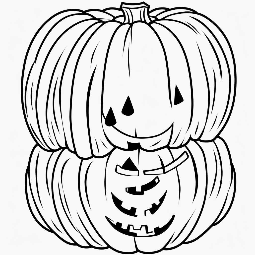 Simple Pumpkin Cartoon Line Art for Coloring Fun