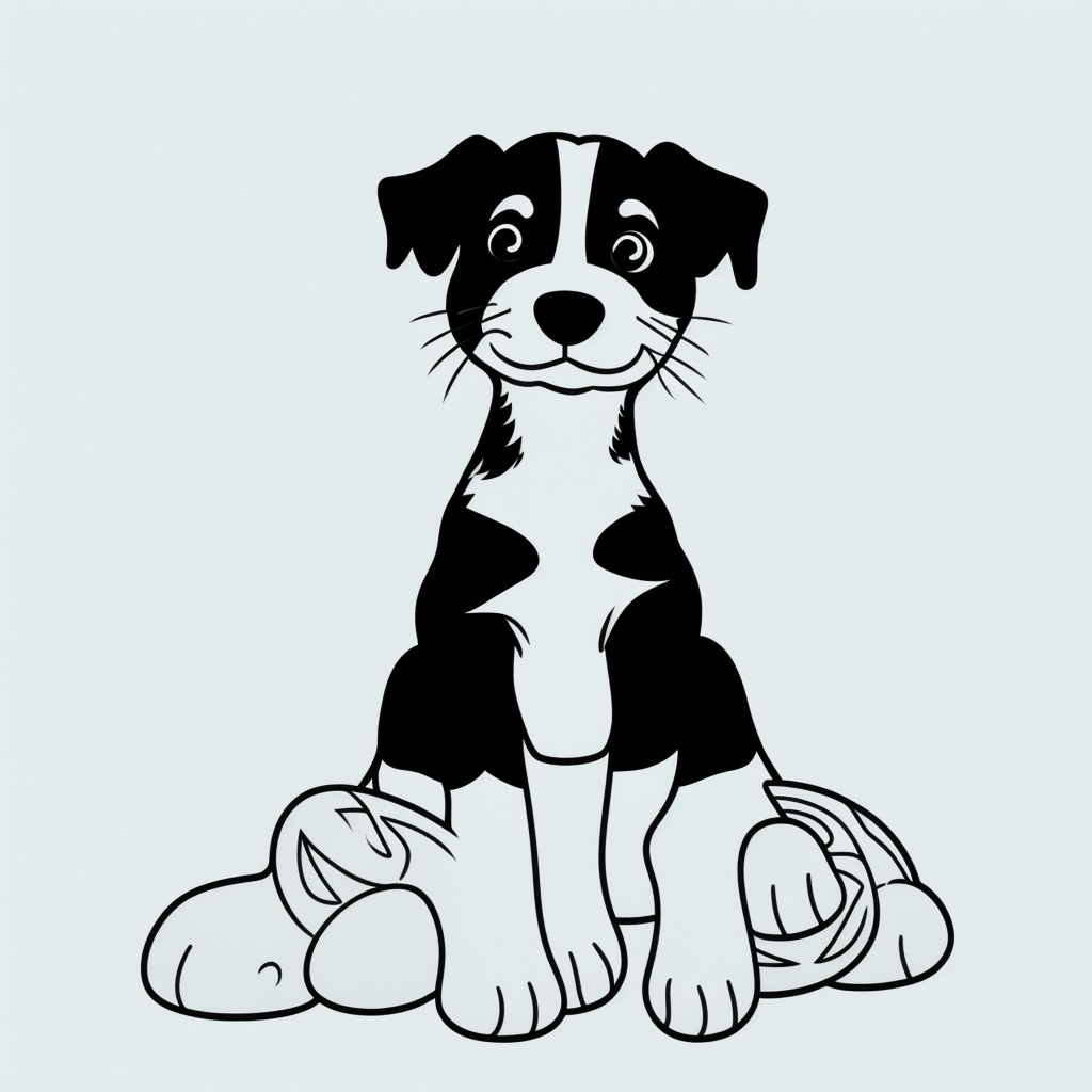 Discover Simple Puppy Cartoon Line Art for Coloring