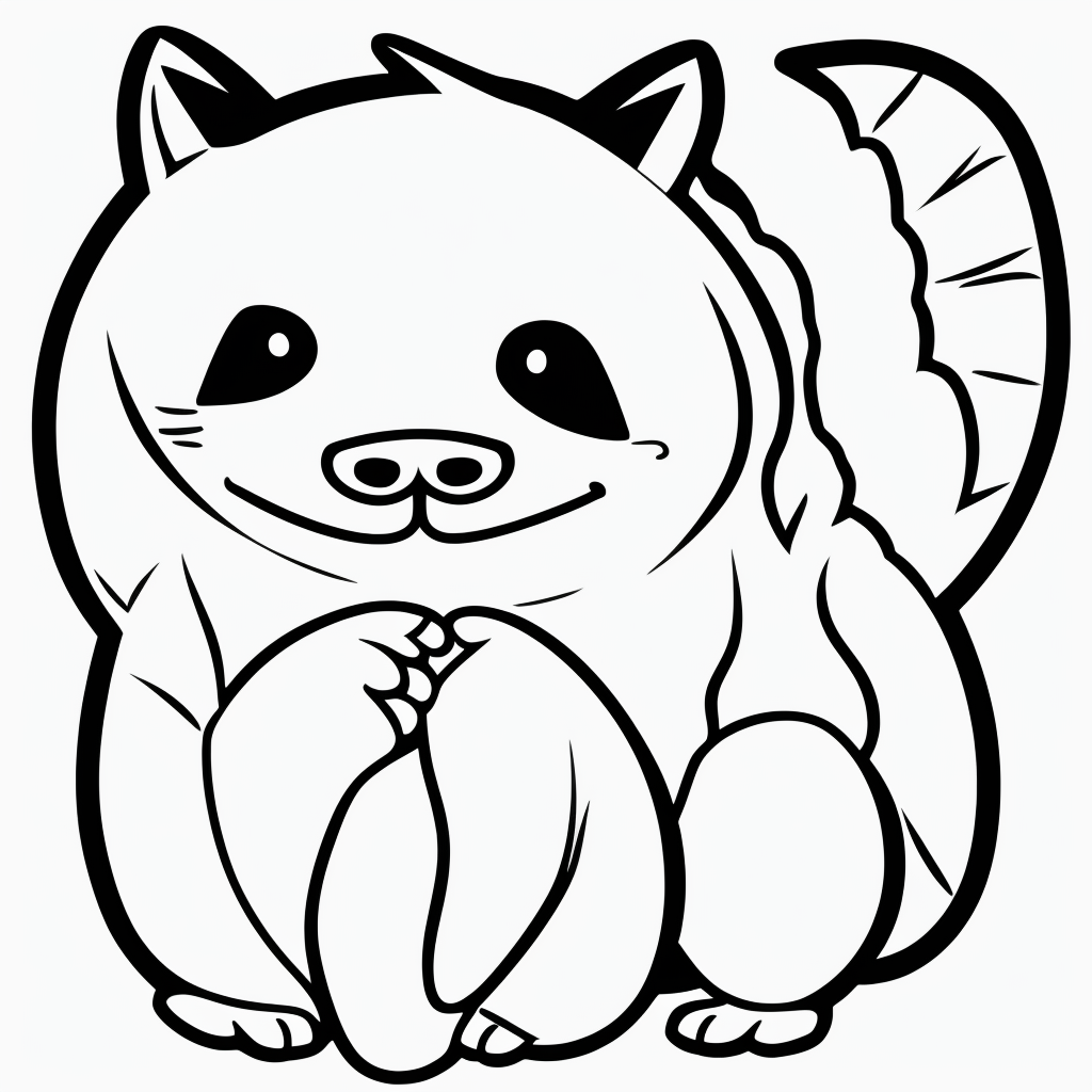 Printable Raccoon Coloring Page with Fruit Line Art