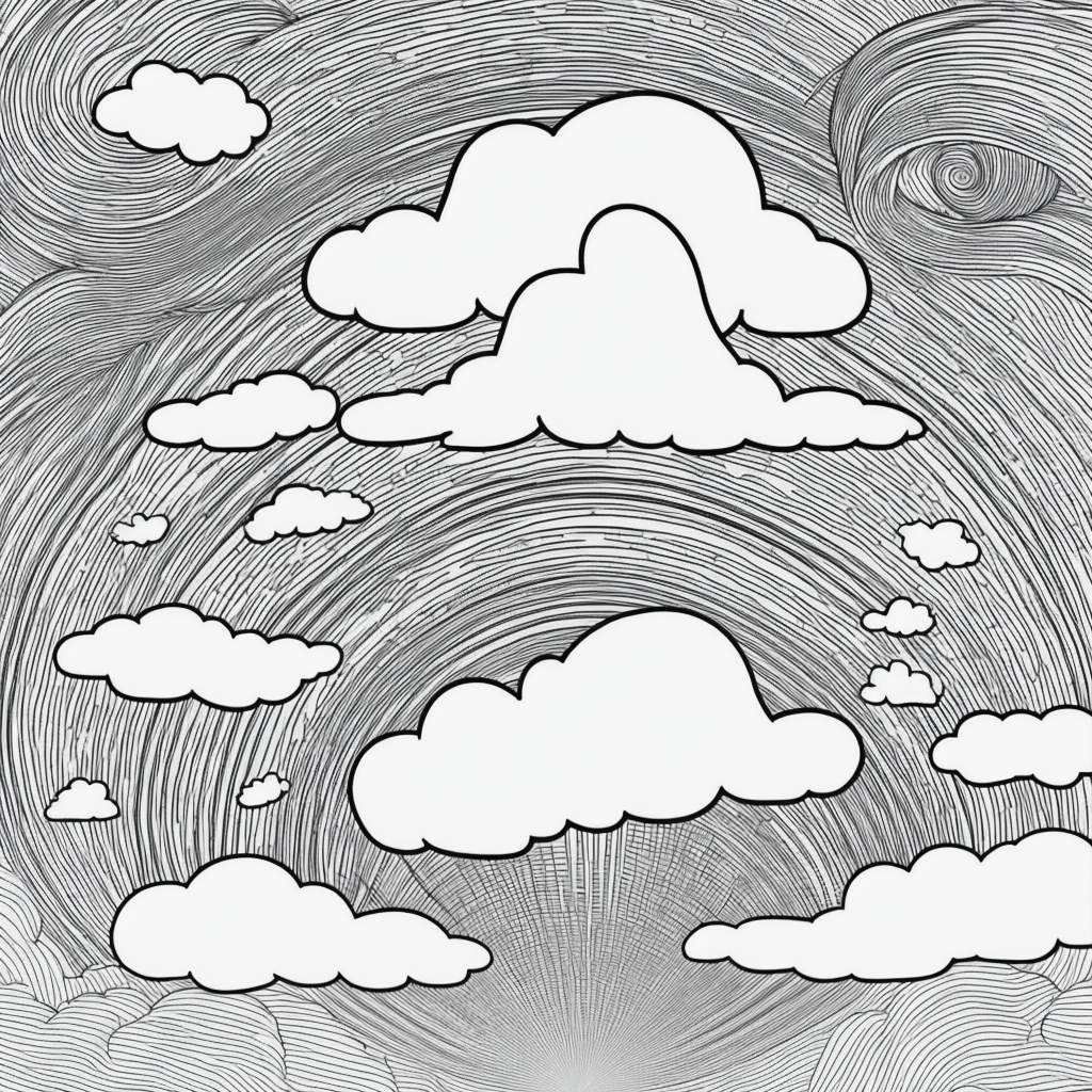Explore Rainbow and Cloud Outline Art for Coloring