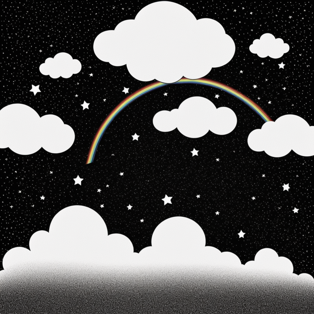 Black and White Rainbow Line Art Coloring Page Fun