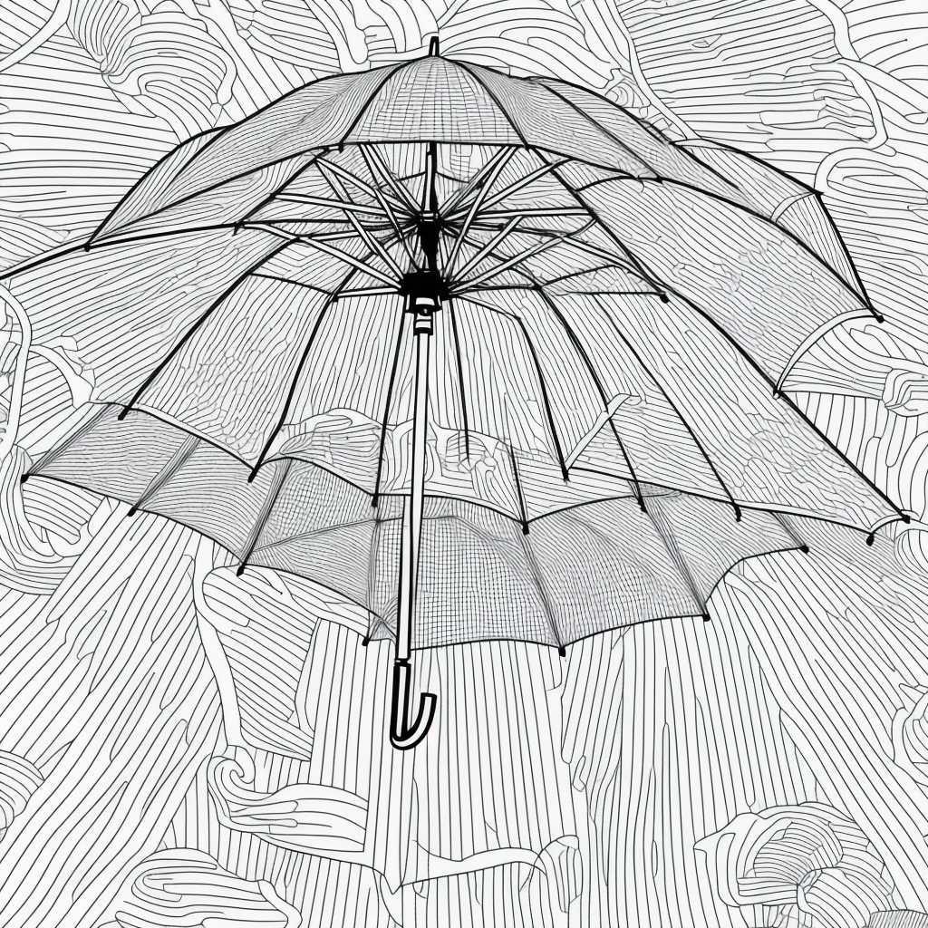 Unwind with Rainy Day Umbrella Line Art Coloring