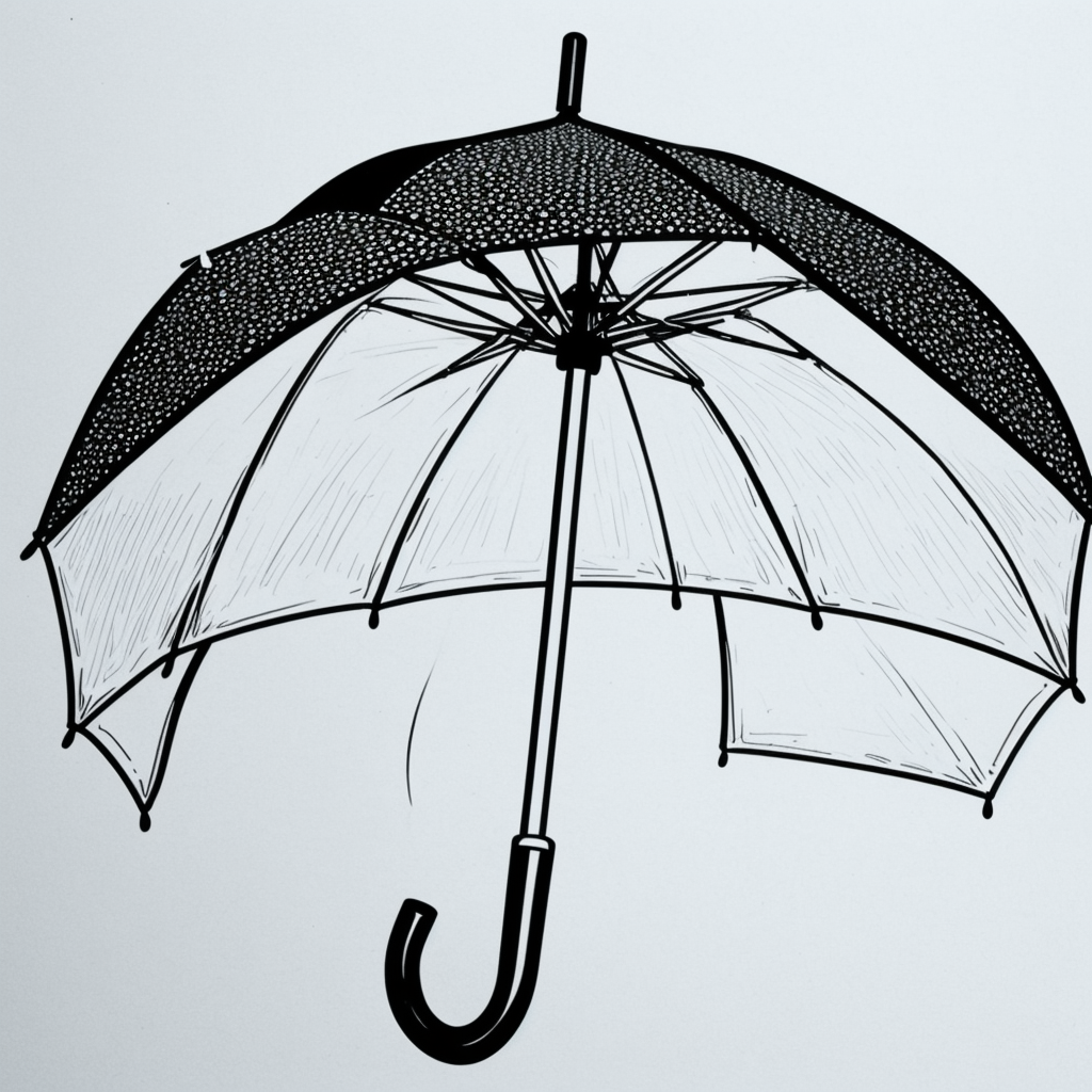 Rainy Day with Umbrella: Line Art for Coloring Fun