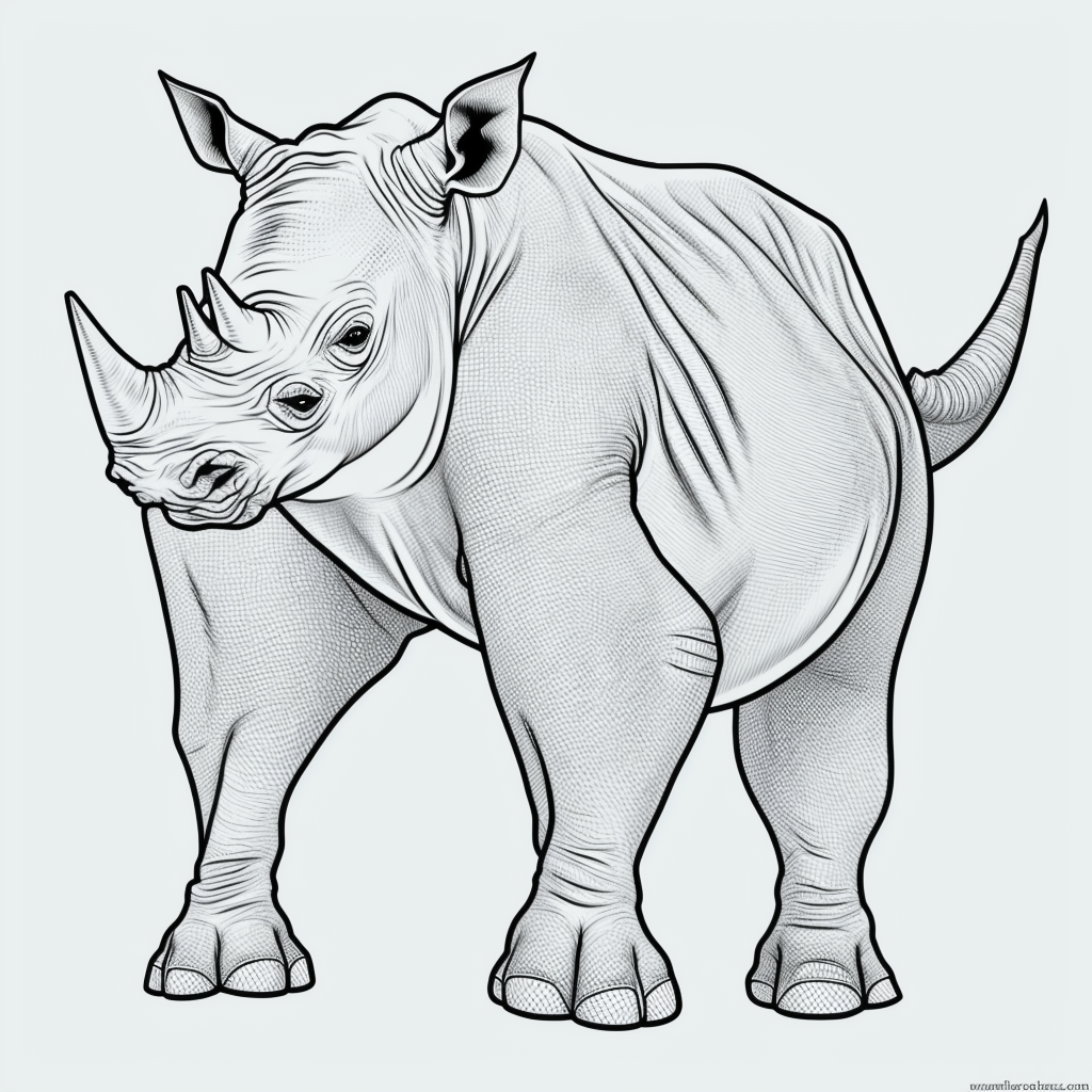 Rhinoceros Cartoon Line Art for Coloring Fun