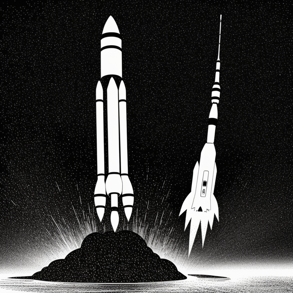Explore Simple Rocket Launch Line Art for Coloring Fun