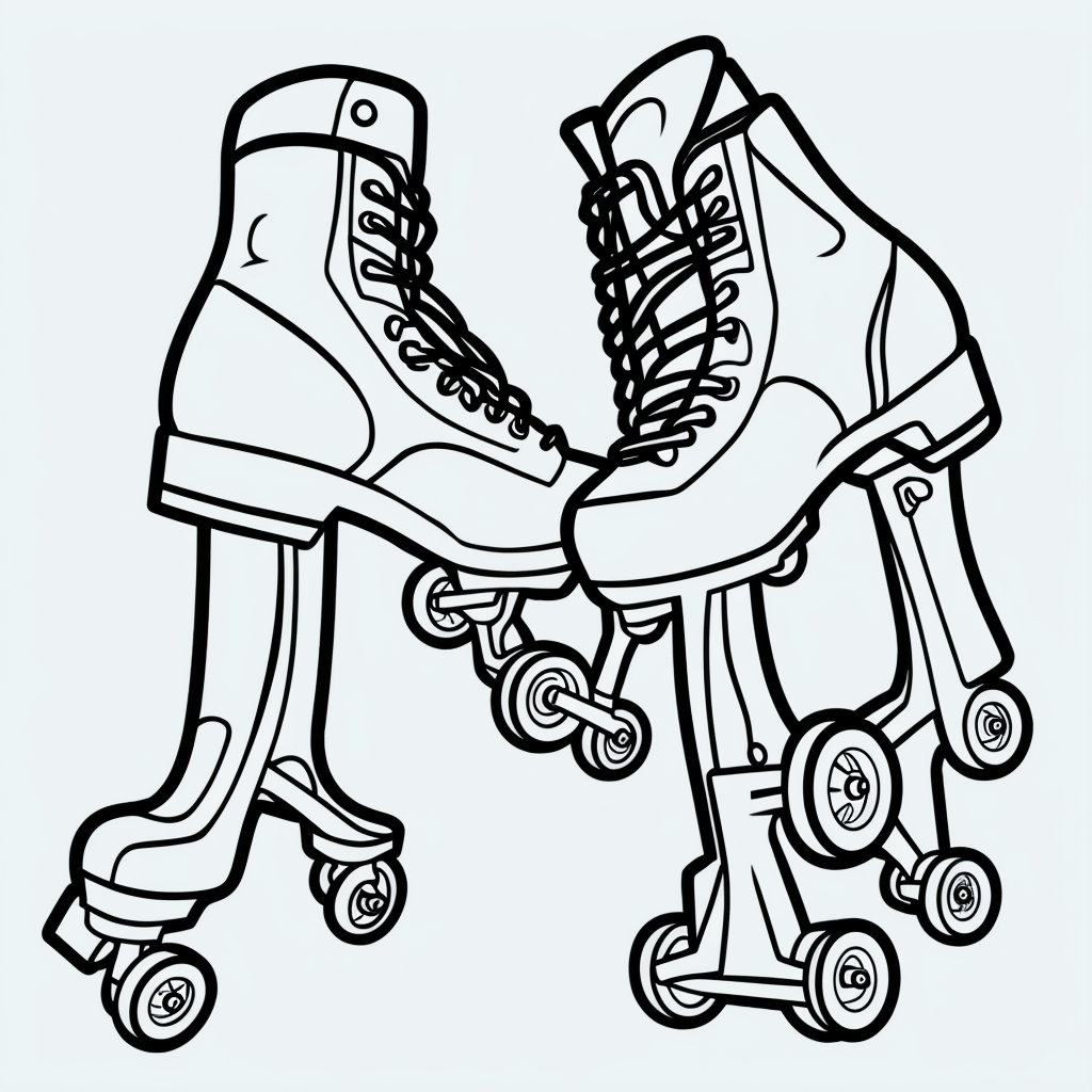 Discover Fun Roller Skates Line Art for Coloring