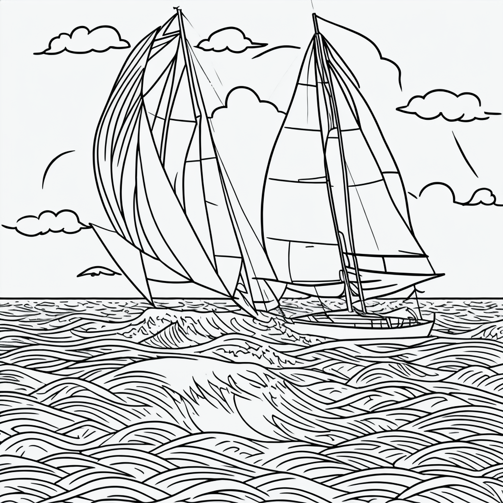 Sailboat Line Art: Simple Outlines for Coloring