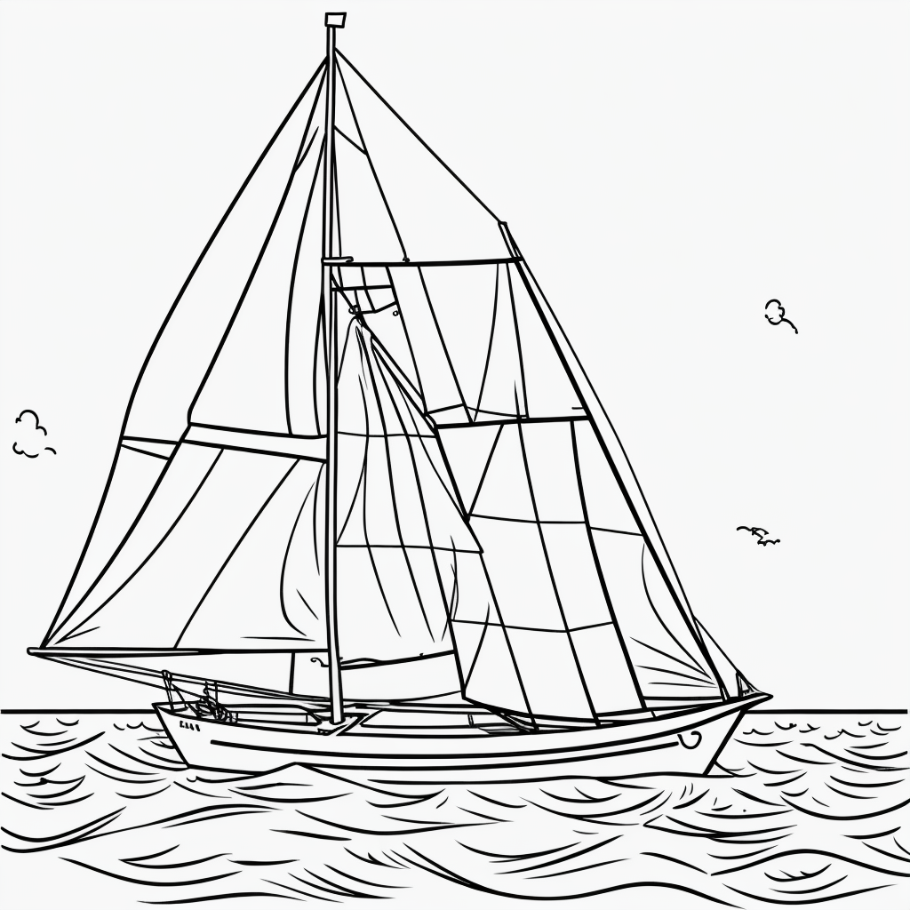 Explore Creative Sailing Boat Line Art for Coloring Fun
