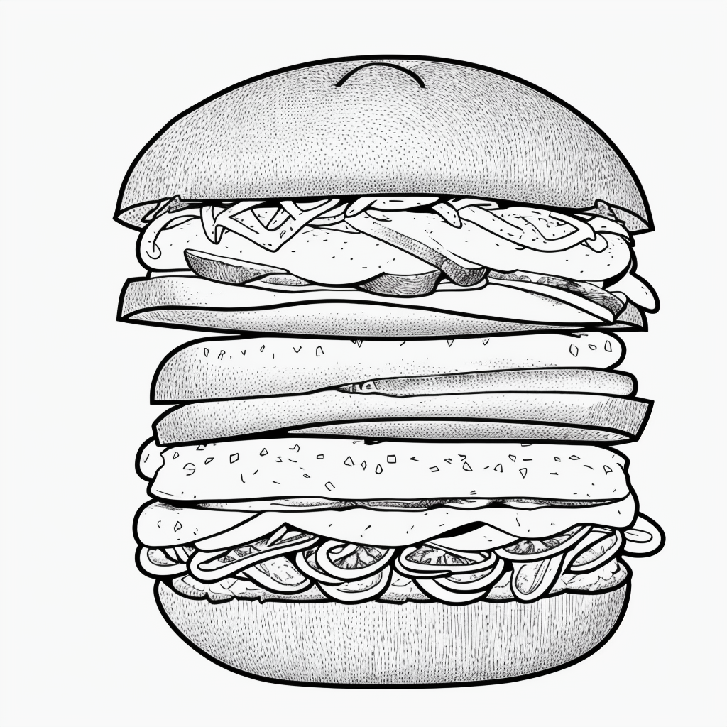 Explore Sandwich Cartoon Art: Simple Line Art Fun