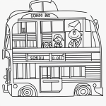 Black and white school bus cartoon line art with clean outlines and blank fill areas, perfect for coloring book enthusiasts seeking creative expression.