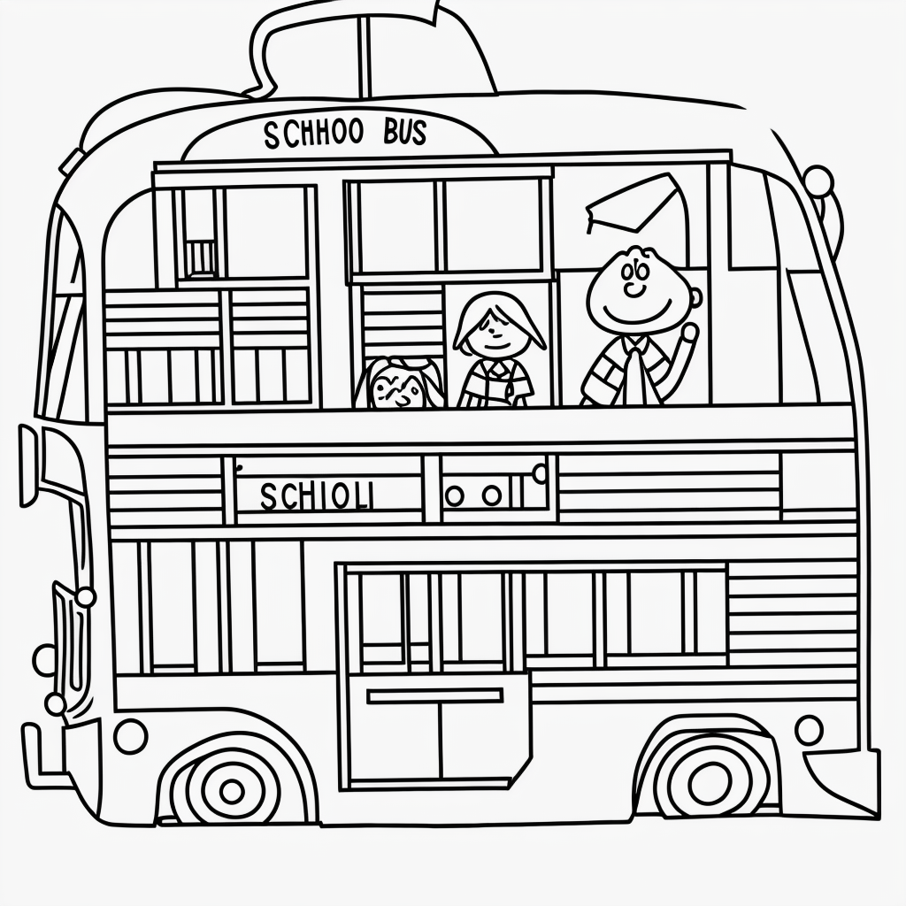 Create Fun with School Bus Cartoon Line Art