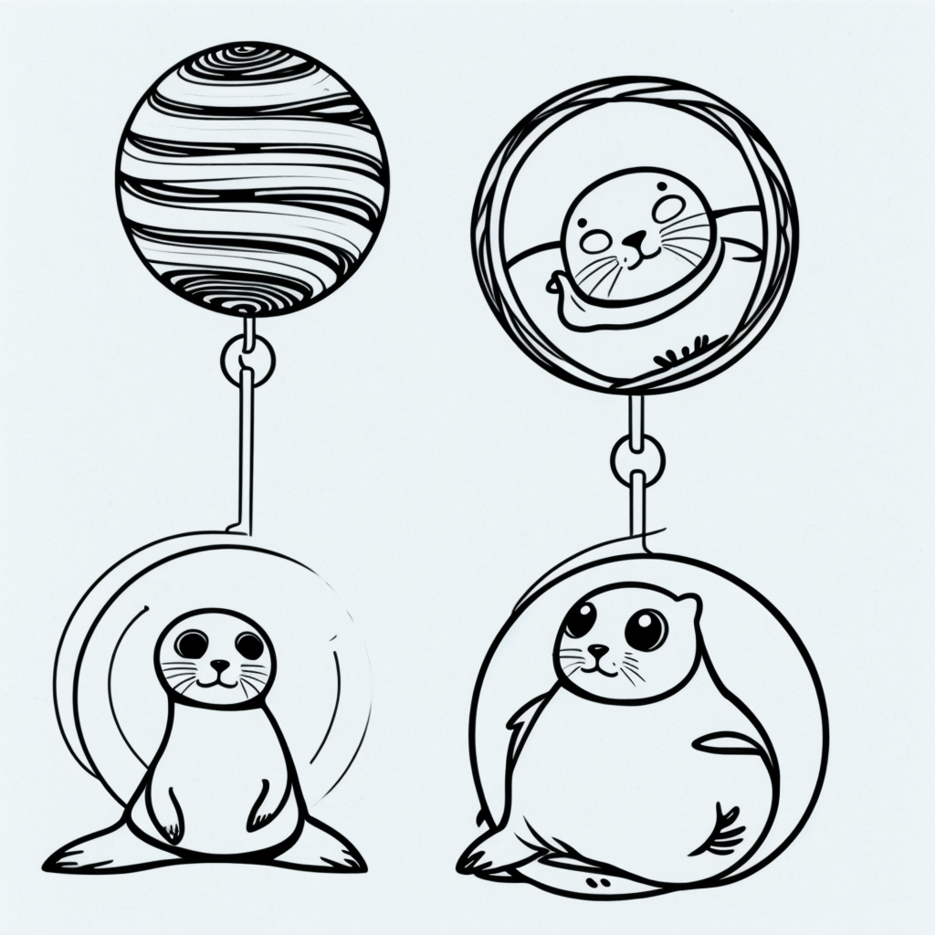 Explore Seal Balancing Ball Line Art for Coloring Fun