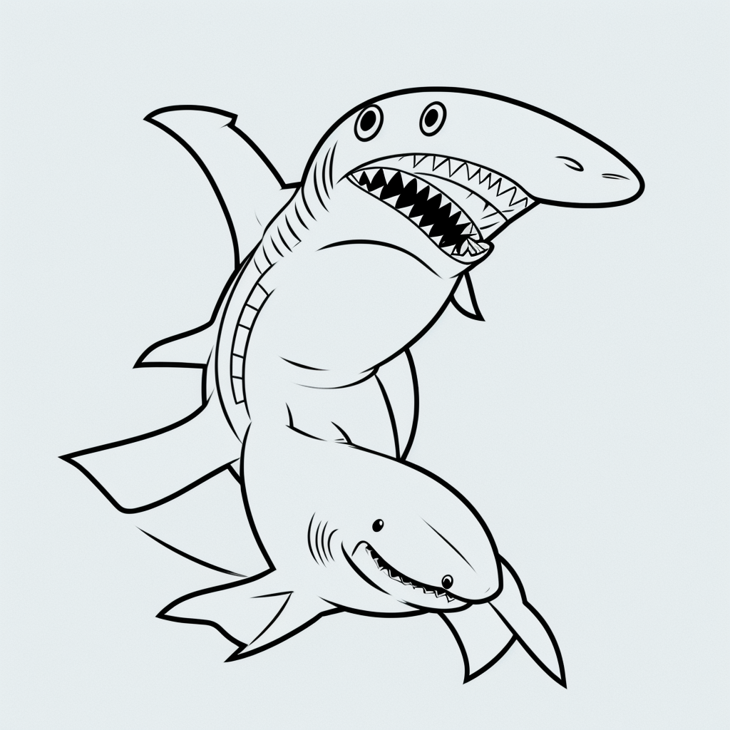 Explore Shark Cartoon Coloring Book Outlines