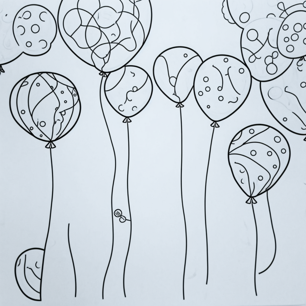 Explore Simple Balloon Line Art Coloring Pages