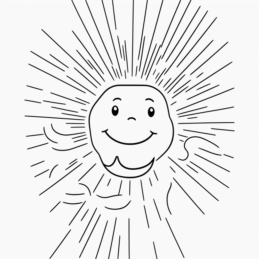 Printable Sun Coloring Page: Simple Line Art for Kids