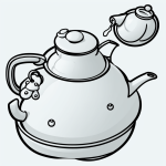 A simple black and white tea pot illustration in line art style, featuring clean outlines and uncolored, blank fill areas, ideal for coloring book enthusiasts.