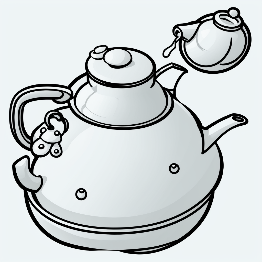 Explore Simple Black and White Tea Pot Line Art