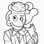 A black and white clown line art with simple outlines and blank fill areas, ideal for coloring enthusiasts looking for a creative and uncolored design.