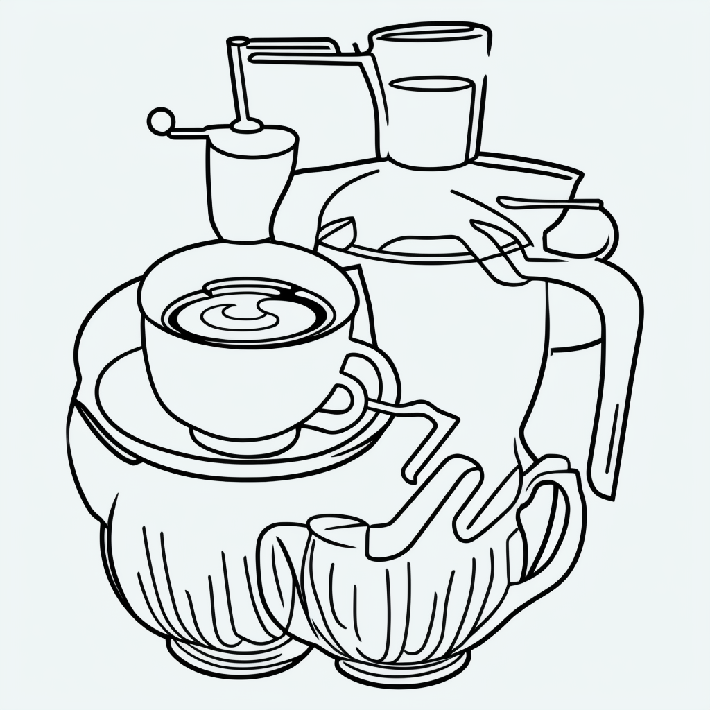 Simple Coffee Cup Line Art for Coloring Fun
