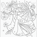 A simple black and white vector line art of a fairy sprinkling magic dust, with bold outlines on a flat white background, ideal for children's coloring pages.