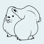A simple guinea pig cartoon in line art style, perfect for coloring books, featuring clean outlines and a pure black and white design on a white background.