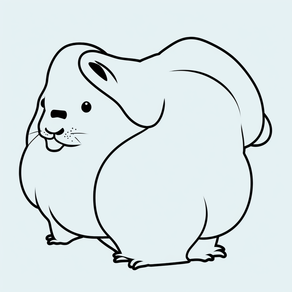 Simple Guinea Pig Cartoon Line Art for Coloring Fun