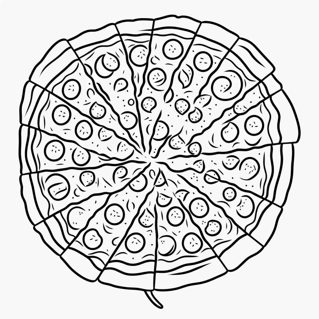 Explore Simple Line Art Pizza Slice for Coloring Fun