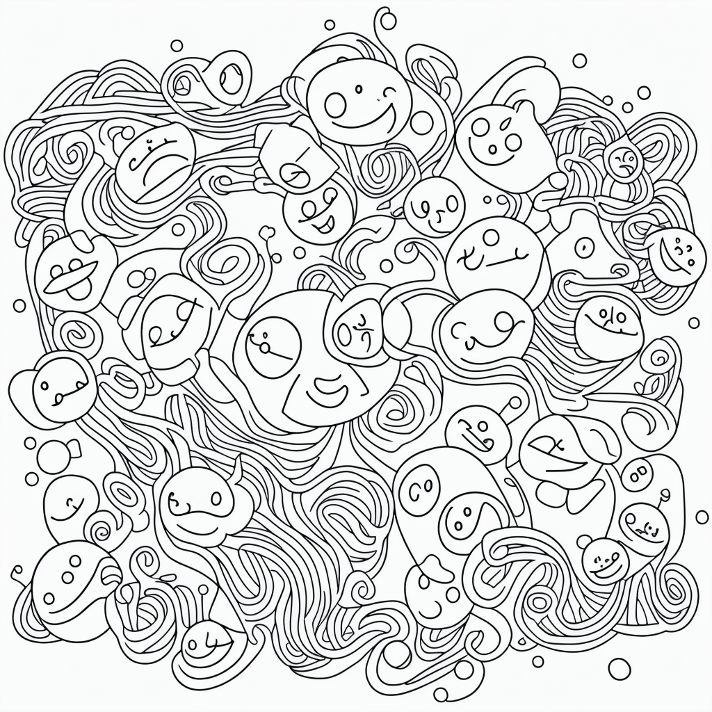 Dive into Simple Outline Art with Happy Faces