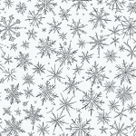 Simple black and white vector line art of a snowflake pattern for children's coloring pages featuring bold clean outlines on a flat white background.