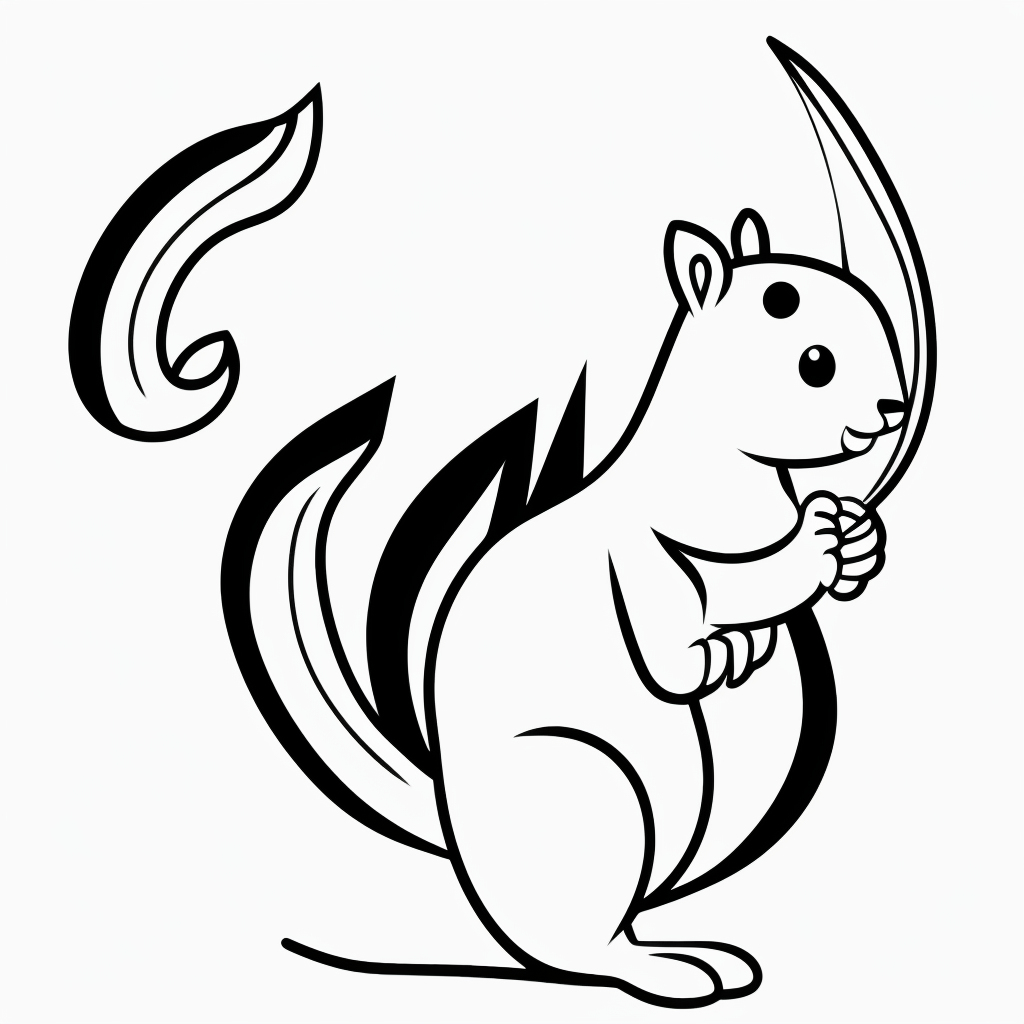 Simple Squirrel Line Art: Printable Coloring Page Fun
