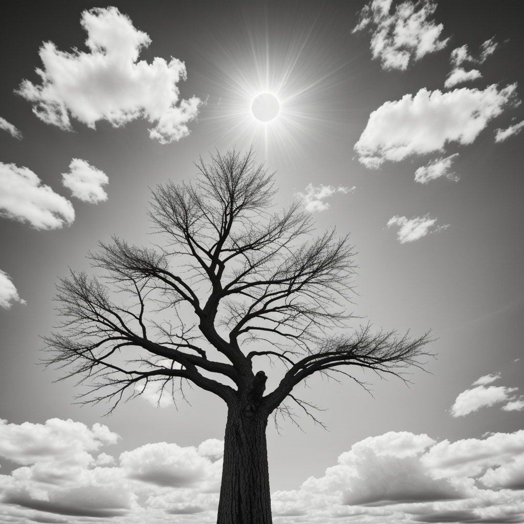 Simple Black and White Tree Line Art for Coloring Fun