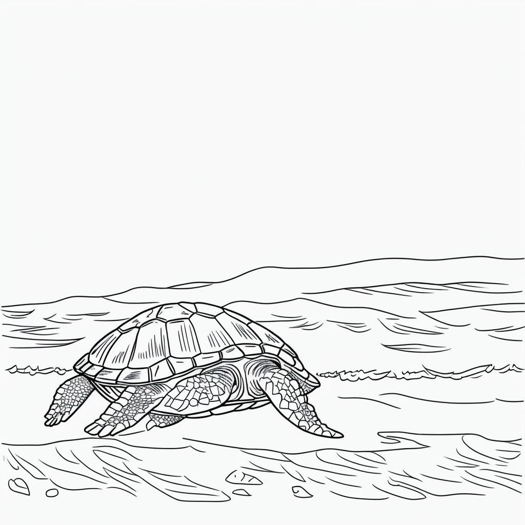 Simple Turtle Line Art for Beach Coloring Fun