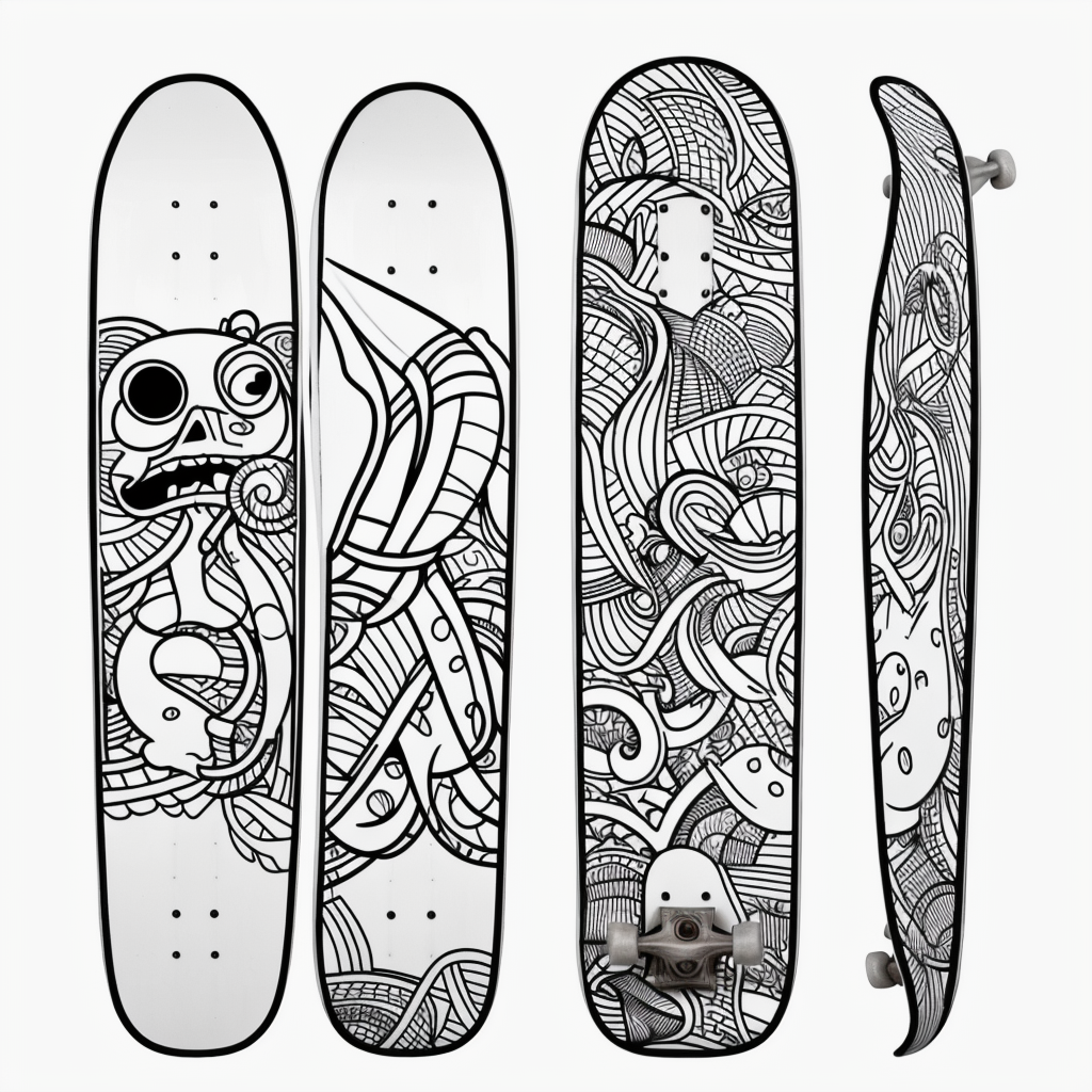 Create Your Own Skateboard Cartoon Coloring Art