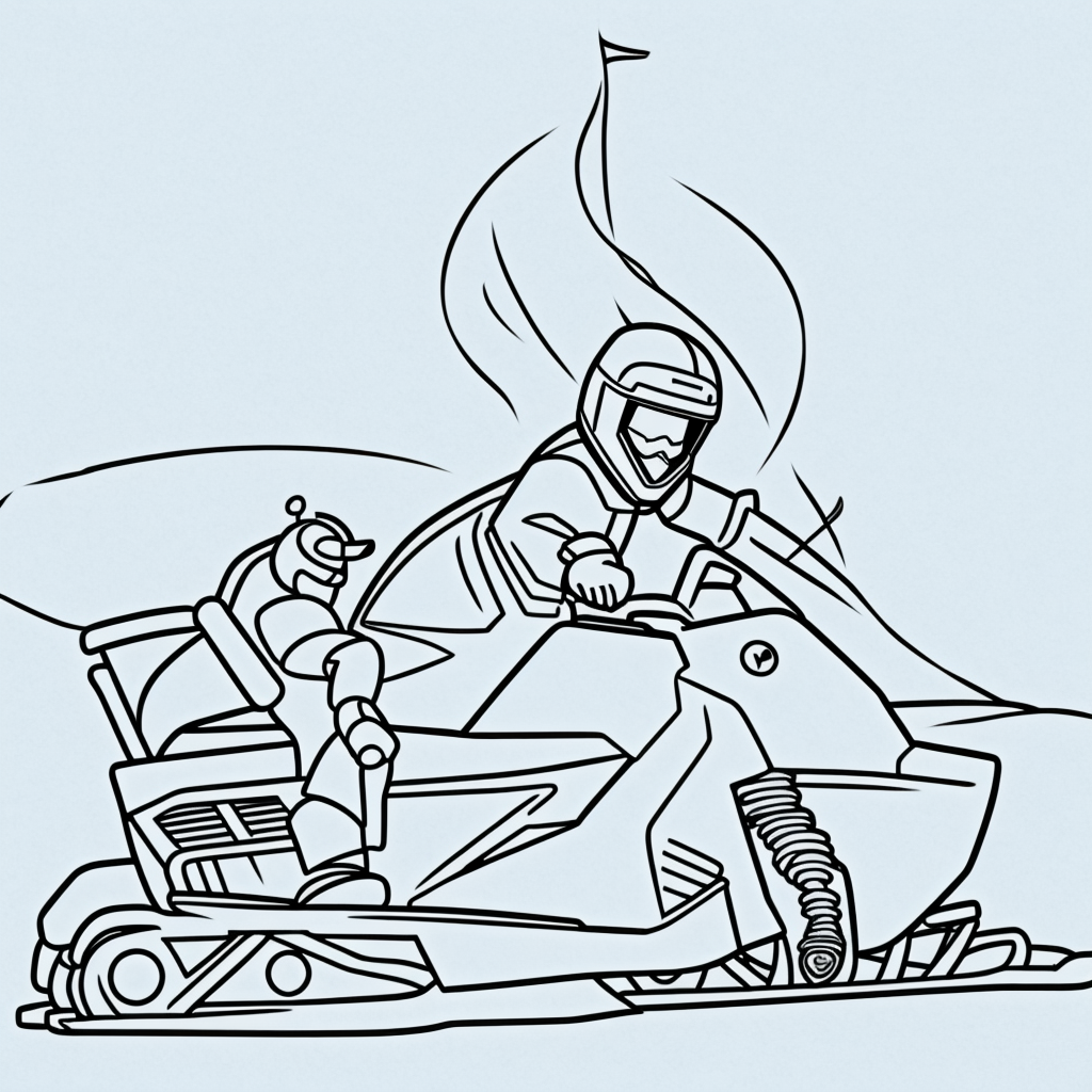 Explore Snowmobile Cartoon Outlines for Coloring Fun