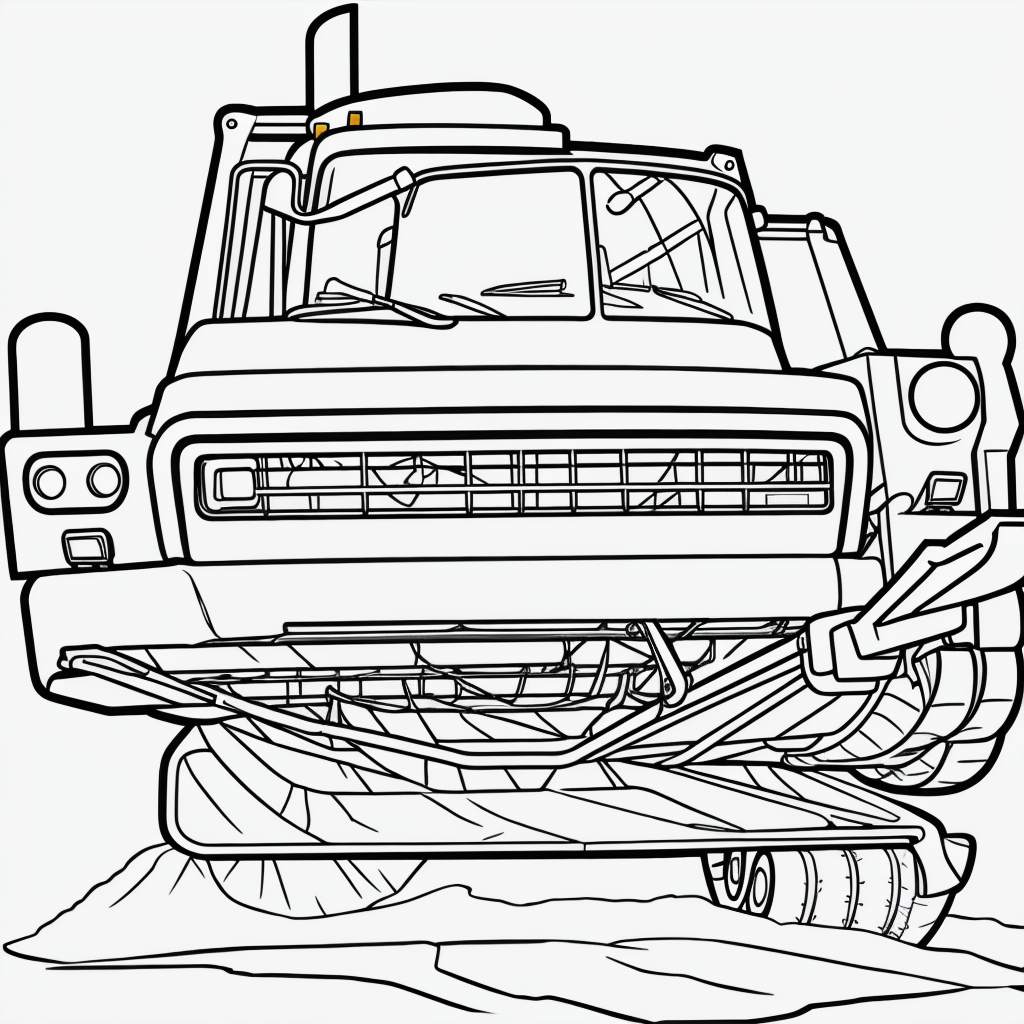 Charming Snowplow Truck Line Art for Coloring Fun