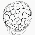 Simple soccer ball cartoon line art in black and white, featuring clean outlines and blank fill areas, perfect for coloring book enthusiasts.