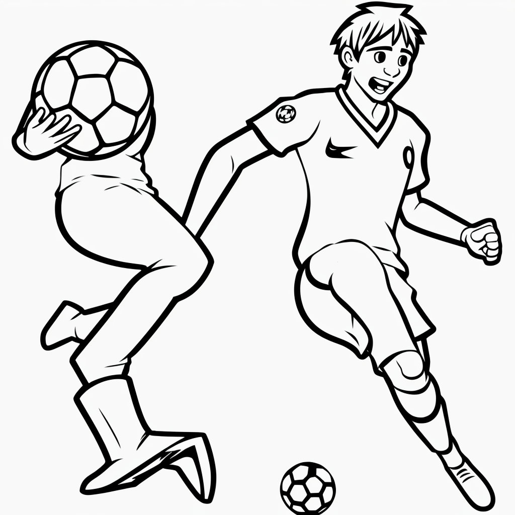 Soccer Player Cartoon Line Art for Coloring Fun
