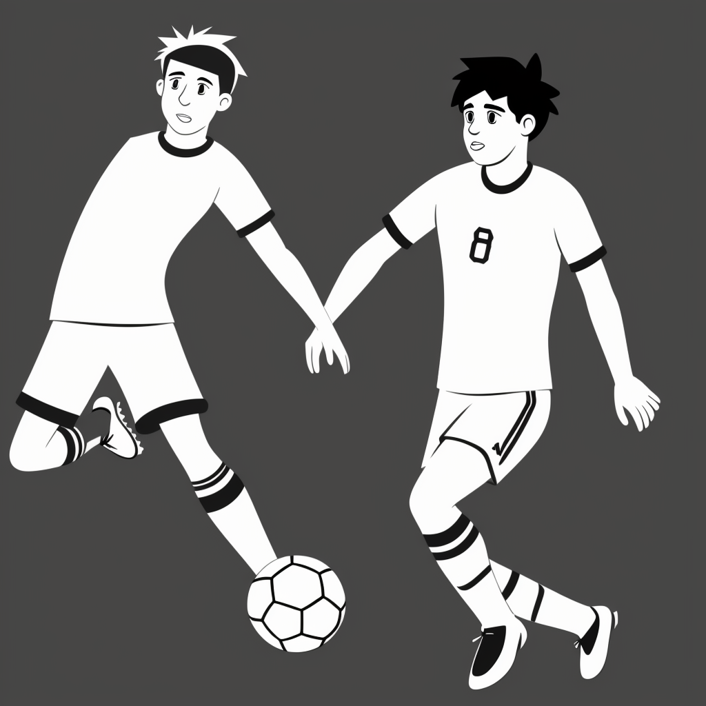 Soccer Player Cartoon: Coloring Book Line Art Fun