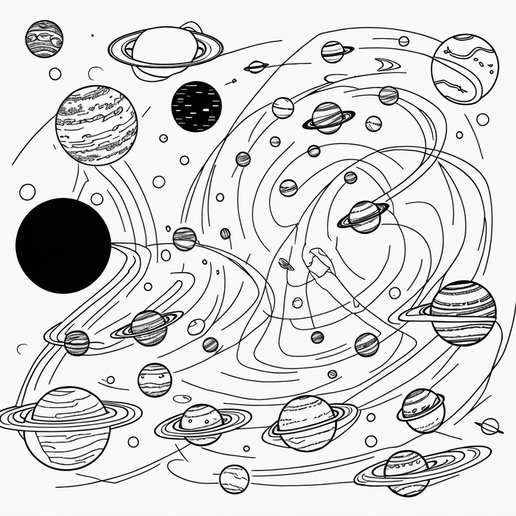 Explore Simple Solar System Line Art for Coloring Fun