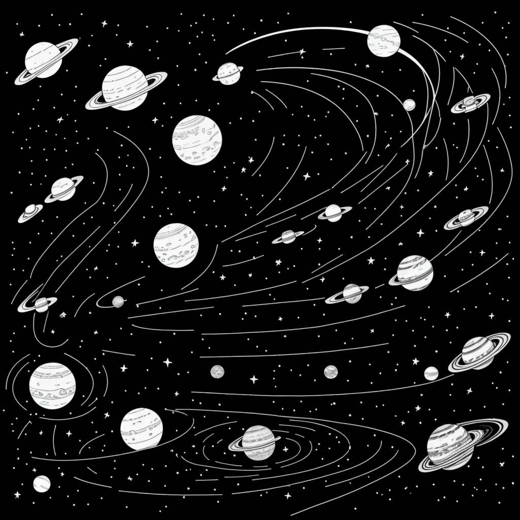 Explore the Solar System with Simple Line Art