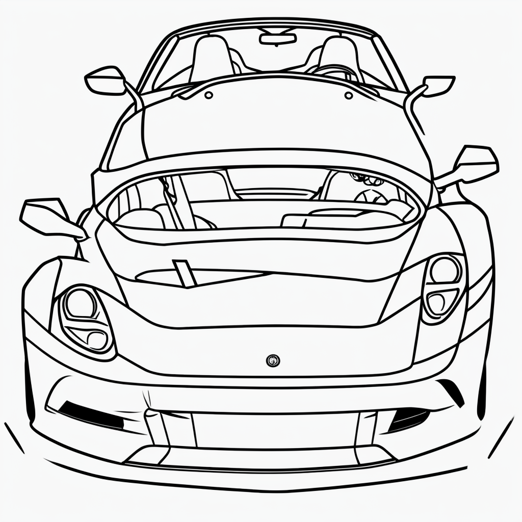 Explore Simple Sports Car Cartoon Line Art Coloring Fun