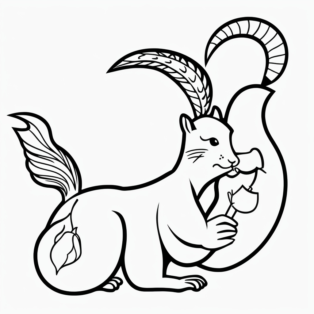 Simple Squirrel Line Art Coloring Page for Kids