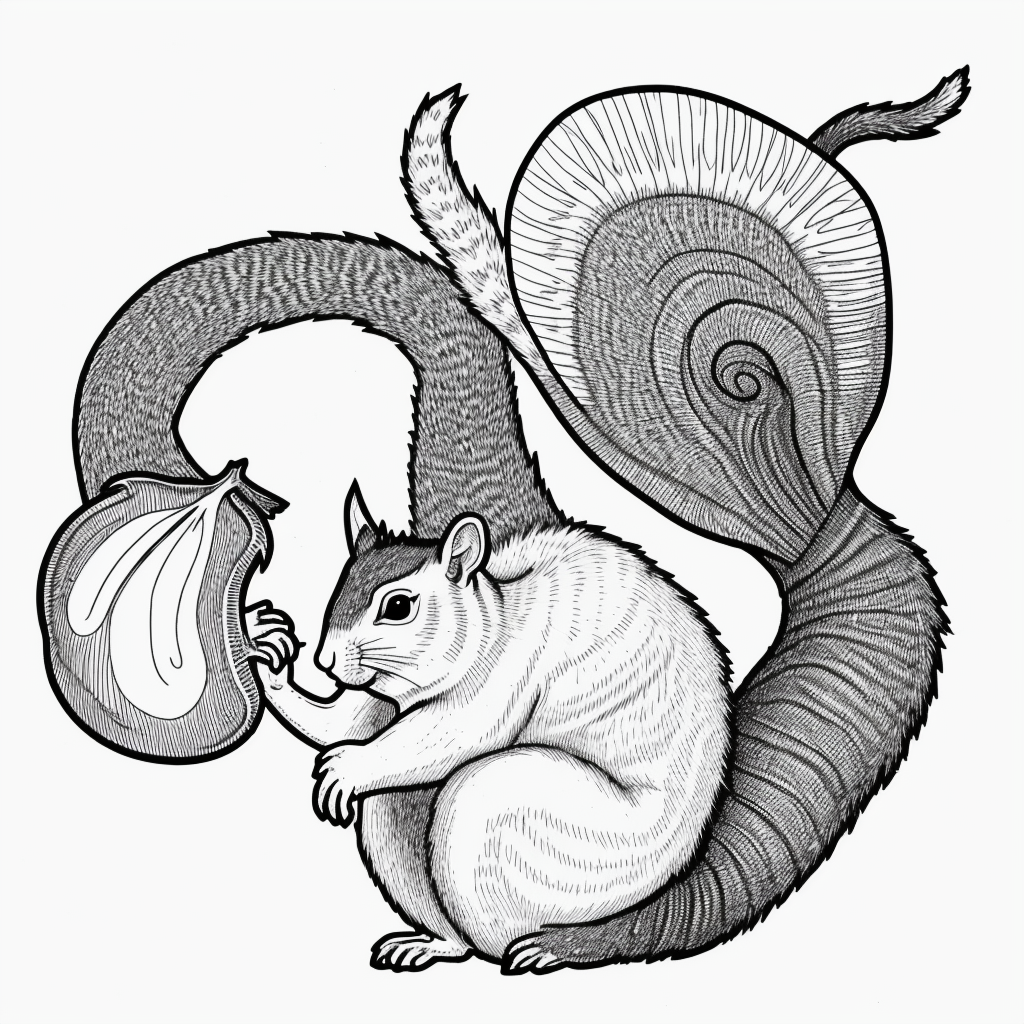 Delightful Squirrel Coloring Book: Black and White Fun