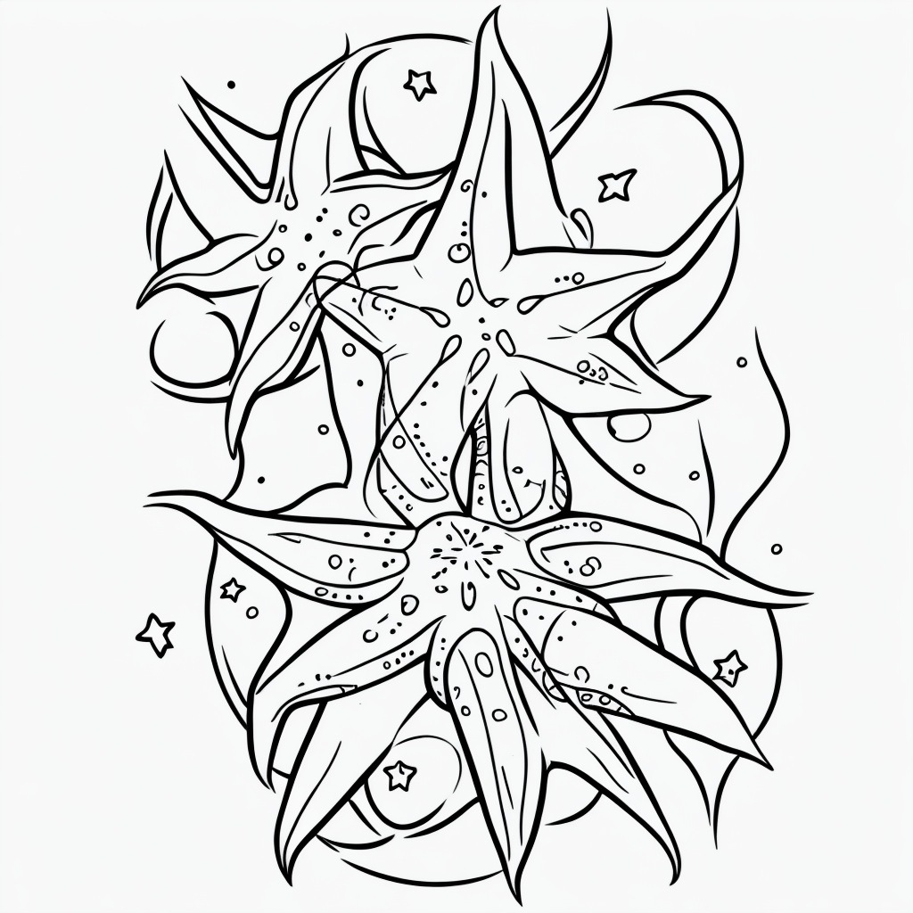 Explore Starfish Cartoon Line Art for Coloring Fun