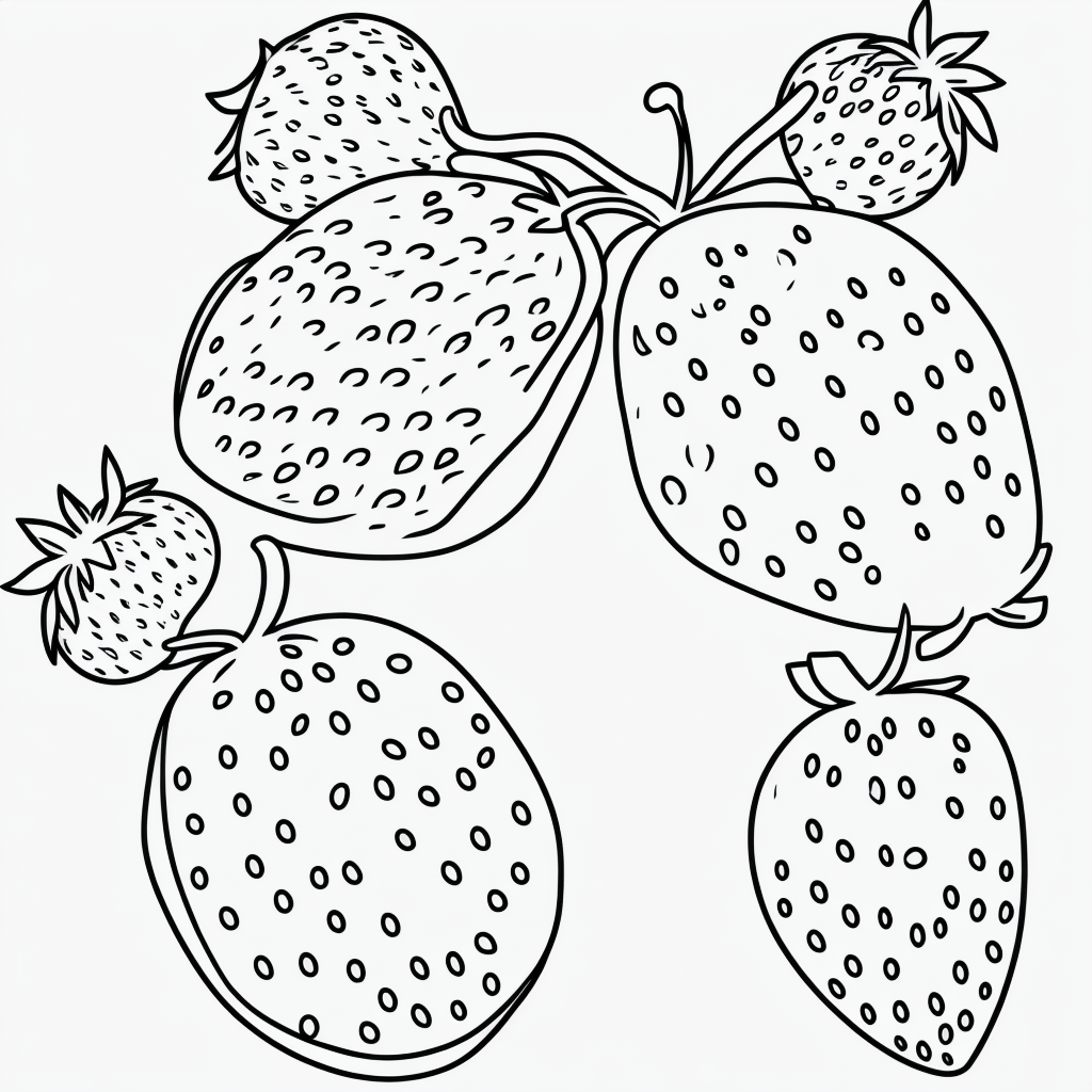 Strawberry Cartoon Outlines for Coloring Books