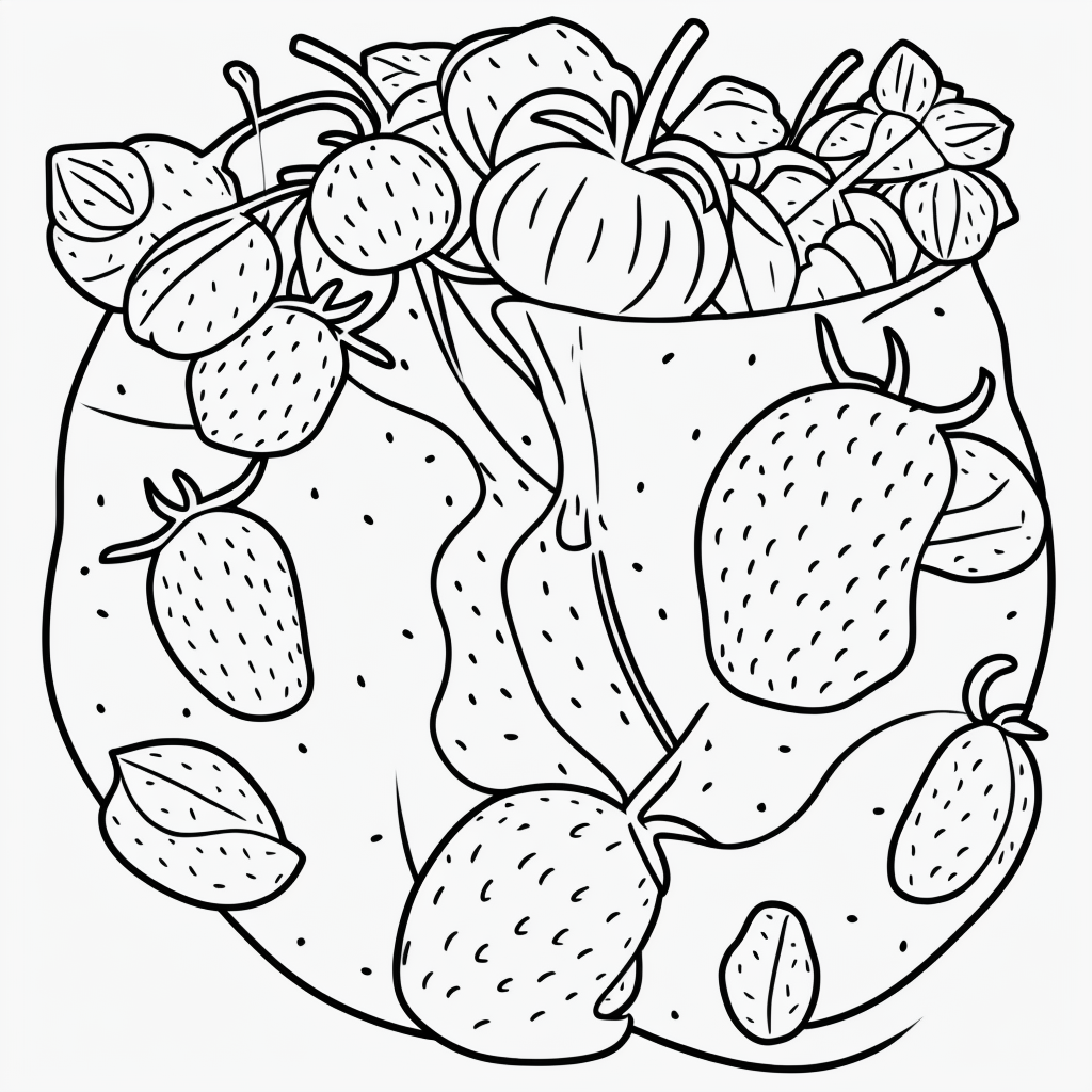 Simple Strawberry Line Art for Coloring Book Fun