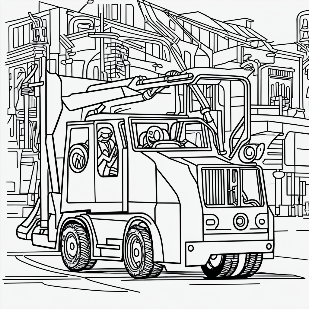Explore Street Sweeper Cartoon Outlines for Coloring Fun
